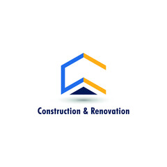 CC Initial letter for home, house, building, construction, architect, renovation, repair logo concept