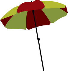 Two-color beach umbrella (yellow and red) isolated on white background. eps vector illustration.