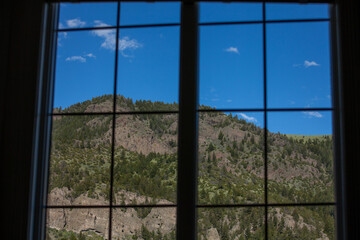 landscape with blue sky and clouds montana desert landscape out window