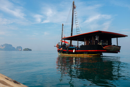 boat on the sea thailand bluw sky clouds