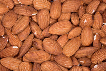 Toasted almonds close up