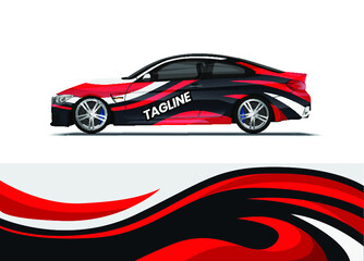 Fototapeta premium Car decal wrap design vector. Abstract background for vehicle vinyl wrap. Background abstract stripe racing sport graphic designs kit for race car, rally, vehicle, livery and adventure