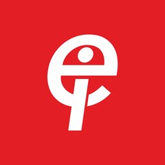 ei or ie initial letter vector logo template on red background