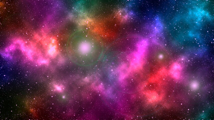 Beautiful colorful cosmic background with nebula and stars