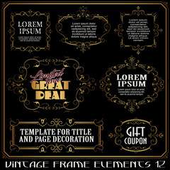 Vector set frame and border design elements
