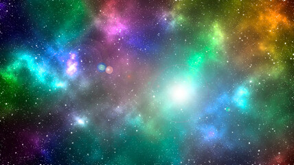 Fototapeta na wymiar Colorful nebula in deep dark space