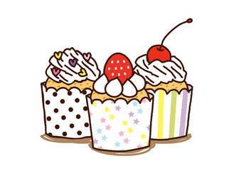 可愛いカップケーキのイラスト