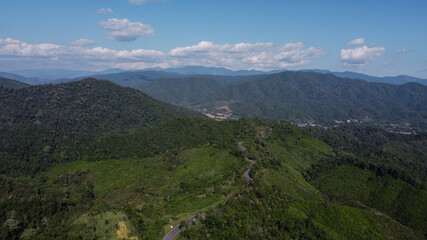 Naklejka premium Aerial View Landscape Mountain And Blue Sky
