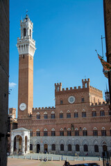 Obraz premium Palazzo Pubblico mit Torre del Mangia, Siena, Toskana, Italien