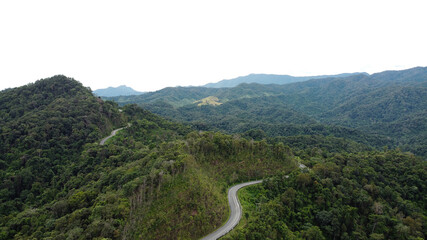 Aerial view country road in mountain.