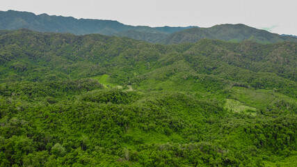Fototapeta na wymiar Aerial view of rainy landscape Phu Ka mountain in Thailand.