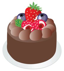 丸いチョコレートのショートケーキ