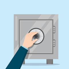 Open safe box, illustration vector cartoon