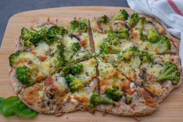 healthy green whole grain pizza with vegetables