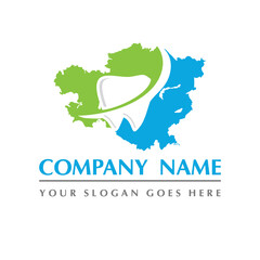 central asia map and teeth dental care symbol logo vector