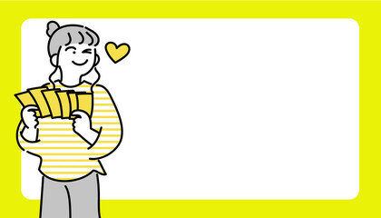 チケットを持つ女性のフレーム　コピースペース