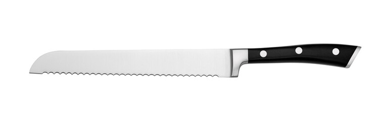 Sharp slicer knife isolated on whited, high quality stainless steel, plastic handle
