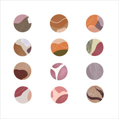 Set of creative minimalist hand painted illustrations for wall decoration, postcard or brochure cover design. Vector EPS10.