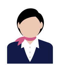 Circular worker avatar icon illustration (upper body) / stewardess, cabin attendant