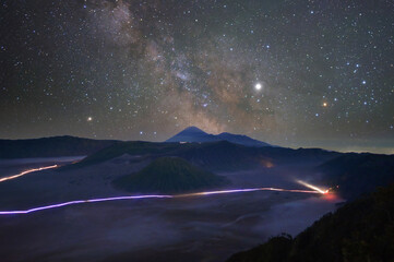 Night time long exposure landscape photography.the milky way