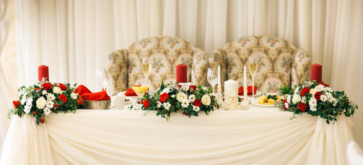 Table set for wedding or another catered event dinner.