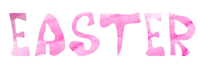Easter lettering in pink color for decorating , leaflets, web, souvenirs,  design, print, invitation, wrapping.
