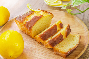 Homemade glazed lemon pound cake