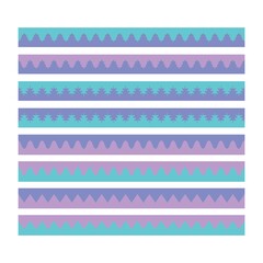 Set of seamless lattice borders. Ten white lace ribbons isolated. Vector illustration