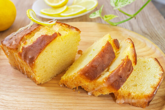 Homemade glazed lemon pound cake
