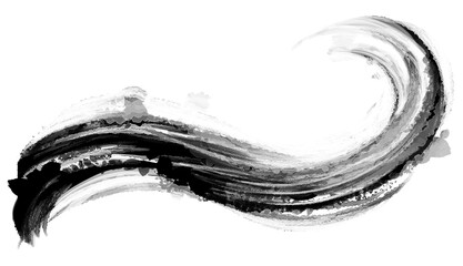 墨汁・毛筆・海の波のライン素材