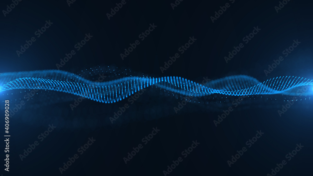 Poster abstract blue background with waves background. futuristics technology and science concept. 3d illus