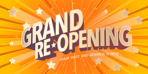 Grand opening or re opening vector illustration, background with graphic festive elements