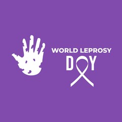 World leprosy day. Hand and ribbon illustration. Flat design vector isolated.