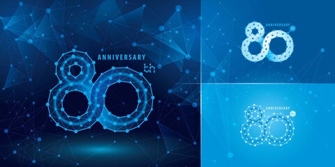 Set of 80th Anniversary logotype design, Eighty years Celebrating Anniversary Logo