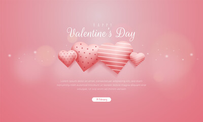Valentine's day greeting card with pinky love romantic concept