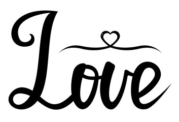Love calligraphic design, vector lettering, love illustration. 