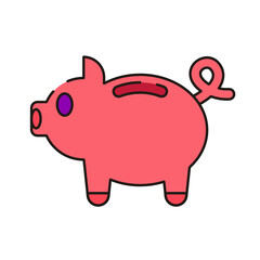 E-commerce and shopping web icon in line style. Piggy bank icon
