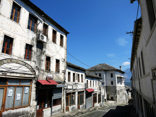 Townscape of the historical center of Gjirokastra in Albania
