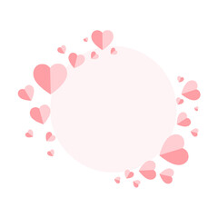 Background for day of love, valentine's day, birthday party, wedding anniversary party,Red pink paper hearts surround a circle decorated with beautiful hearts. Cartoon vector illustration