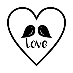 two bird in heart shape love. bird in love