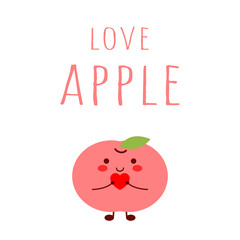 Happy valentines day. Apple character. Love apple. Characters send hearts and love. Characters send happiness.