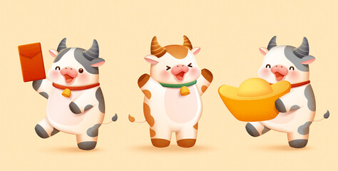 2021 cute cow character set