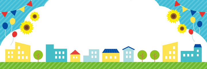 Summer cityscape frame 夏の街並みフレーム