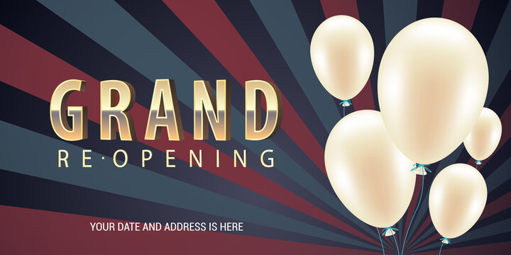 Grand opening or re opening soon vector banner, illustration