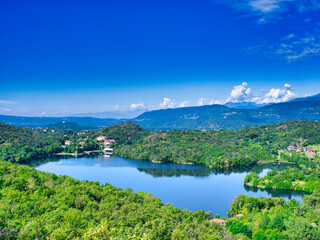 Fototapeta na wymiar Lake Sirio near the city on Ivrea, Italy