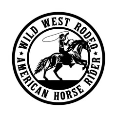Fototapeta na wymiar Rodeo cowboy horse western badge