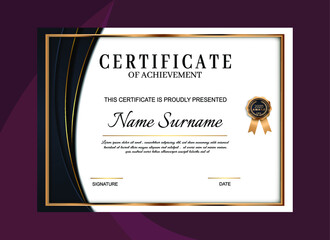 Certificate template design with modern shapes and colors, certificate of achievement