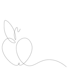 Apple icon on white background one line drawing, vector illustration	