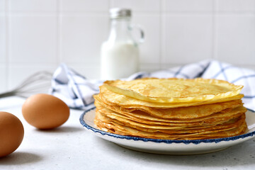 Thin pancakes - traditional dish of russian cuisine.