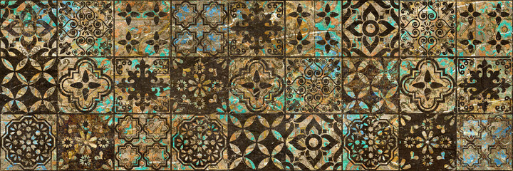 Wall Decor for interior home decoration, Ceramic Tile Design. it can be used for ceramic tile, wallpaper, linoleum, backdrop, coverpage, poster, textile, web page background -  Illustration